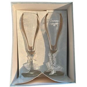 Hortense B. Hewitt Co. Bride & Groom Wedding Champagne Toasting Flute Glasses